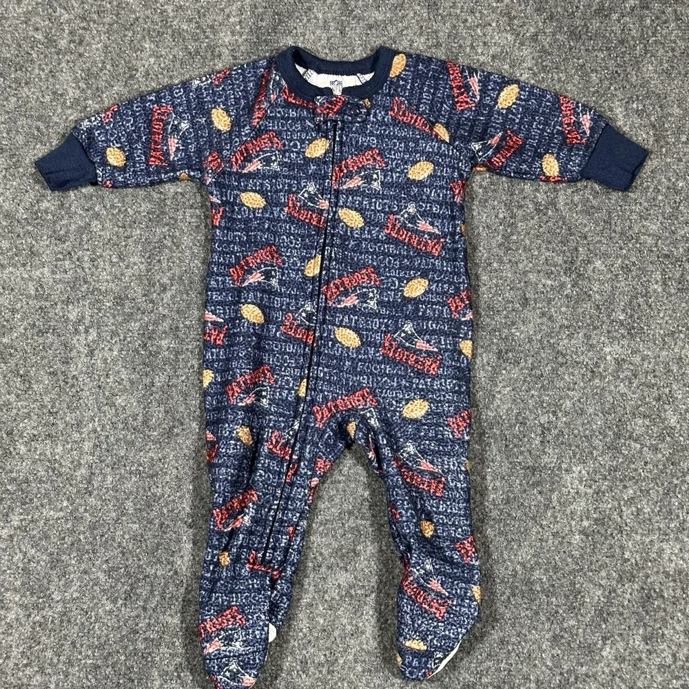 NFL 12 MonthToddler Sleepwear All Over Print Zip Up Coverall Pajamas Choose Team